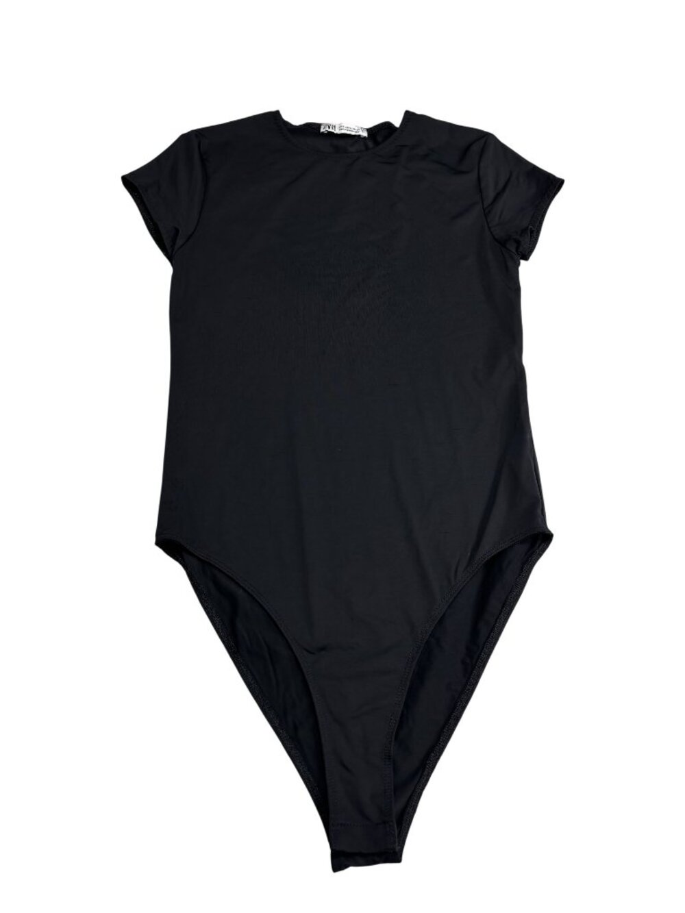 Zara Black Short Sleeve Bodysuit Women’s Size M Soft Stretch Fabric